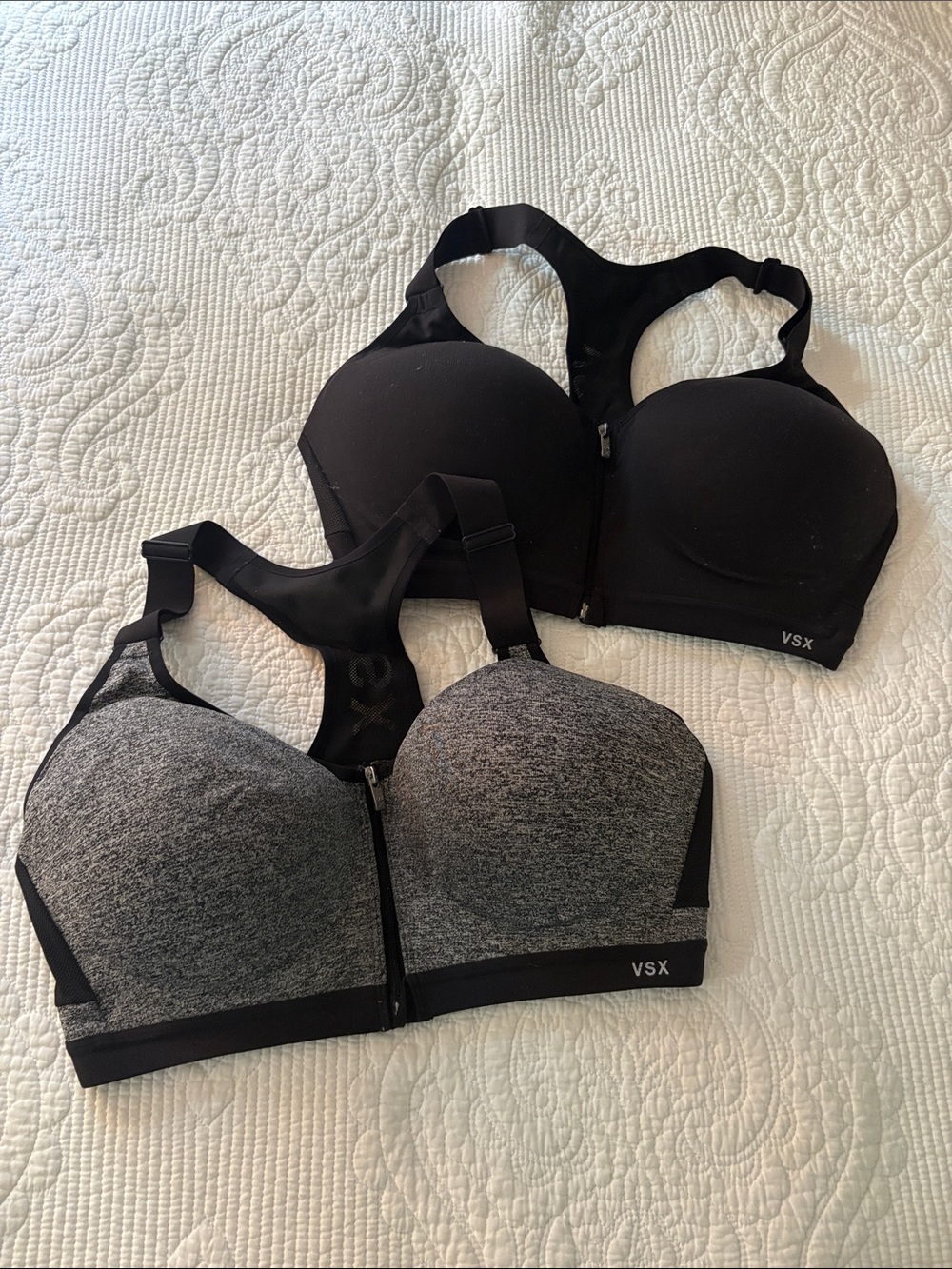VSX Black and Heather Gray Front-Zip Sports Bras - Duo Pack